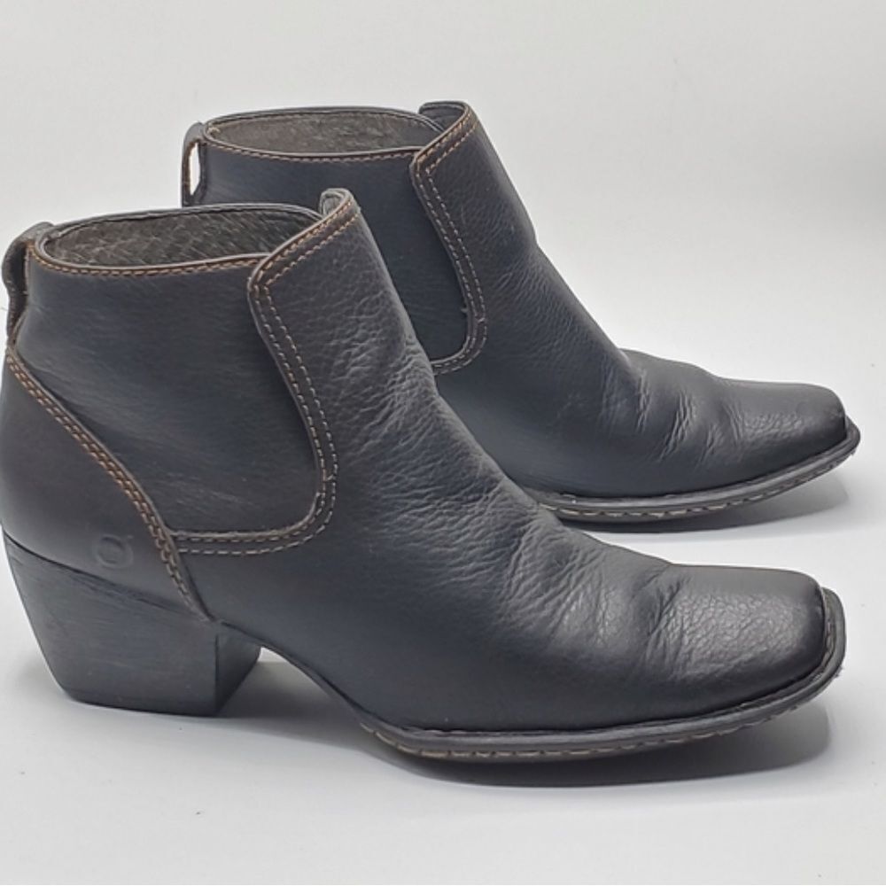 Born Dark Brown Leather Ankle Booties